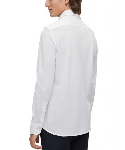 BOSS by Men's Slim-Fit Cotton Pique Jersey Shirt White $58.74 Dress Shirts