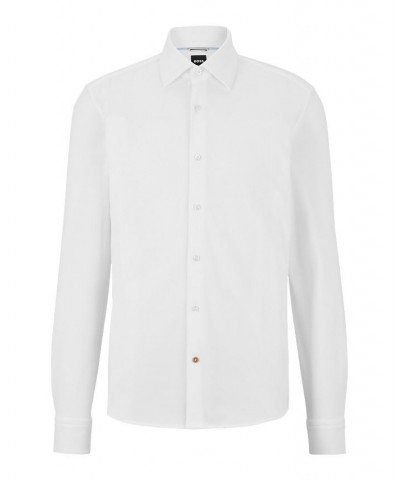 BOSS by Men's Slim-Fit Cotton Pique Jersey Shirt White $58.74 Dress Shirts