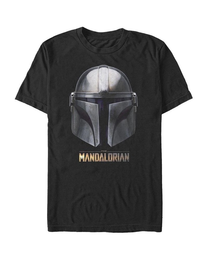 Men's Mandalorian Helmet Short Sleeve Crew T-shirt Black $15.75 T-Shirts