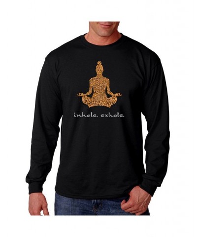 Men's Word Art Long Sleeve T-Shirt - Inhale Exhale Black $22.39 T-Shirts