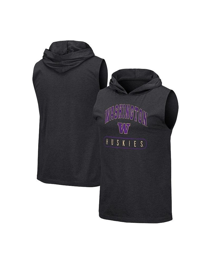 Men's Black Washington Huskies Varsity Team Hoodie Tank Top $22.39 T-Shirts