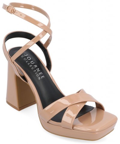 Women's Zorana Platform Sandals Tan/Beige $47.00 Shoes