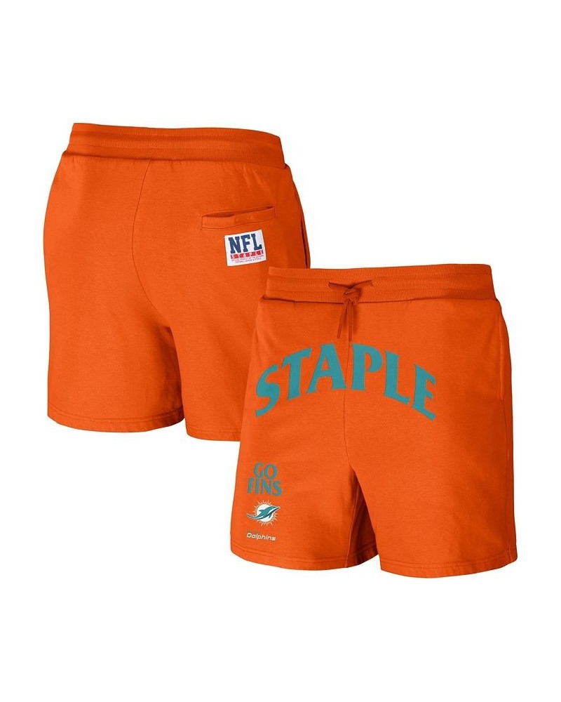 Men's NFL X Staple Orange Miami Dolphins New Age Throwback Vintage-Like Wash Fleece Short $31.89 Shorts