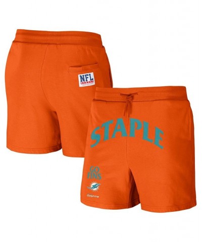 Men's NFL X Staple Orange Miami Dolphins New Age Throwback Vintage-Like Wash Fleece Short $31.89 Shorts