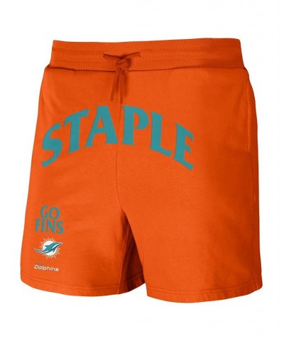 Men's NFL X Staple Orange Miami Dolphins New Age Throwback Vintage-Like Wash Fleece Short $31.89 Shorts