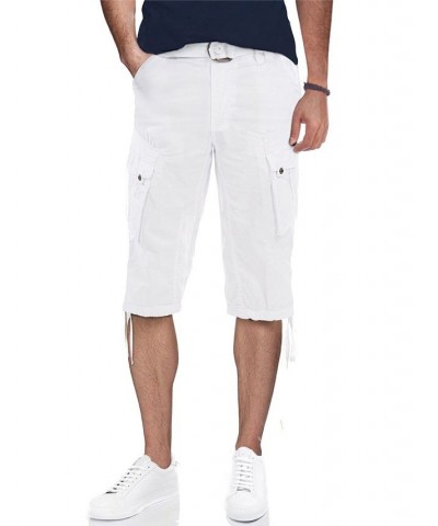 Men's Belted Capri Cargo Shorts White $23.75 Shorts