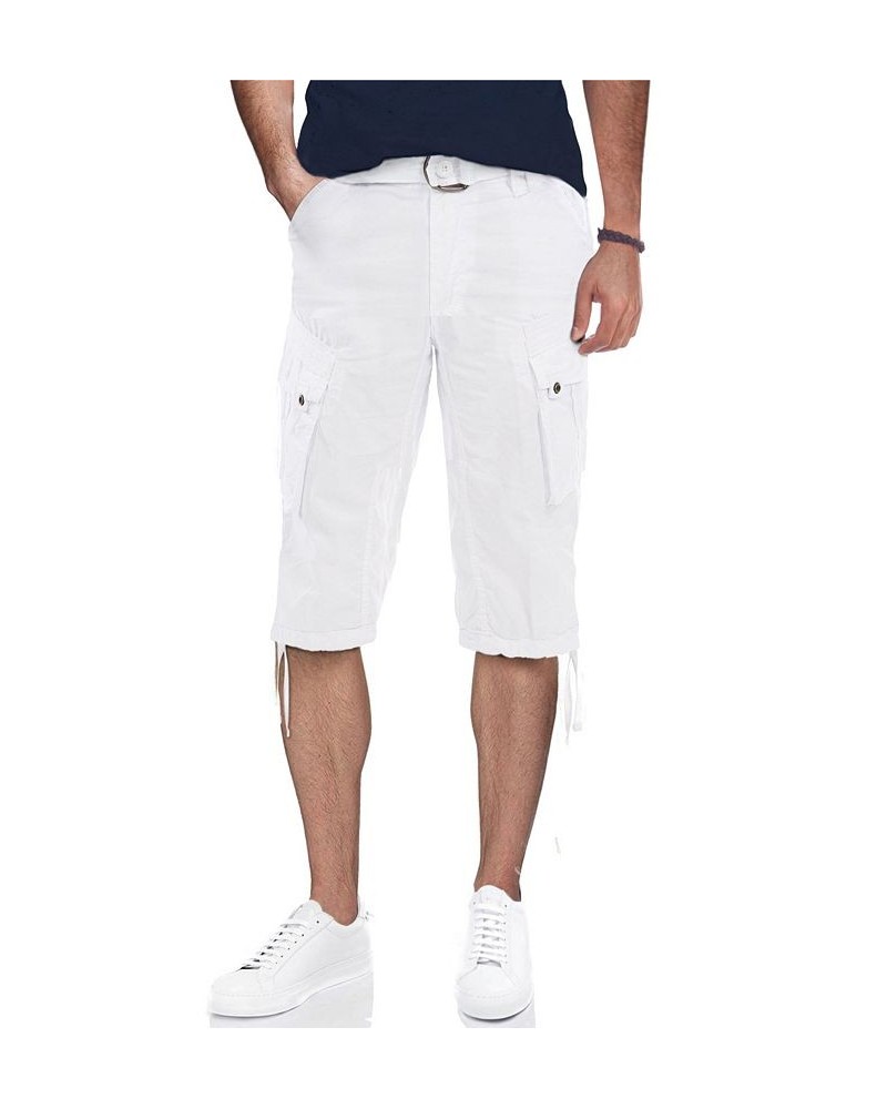 Men's Belted Capri Cargo Shorts White $23.75 Shorts