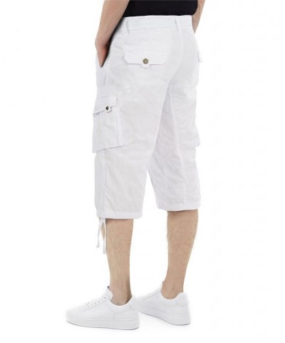 Men's Belted Capri Cargo Shorts White $23.75 Shorts