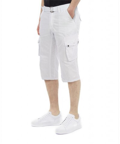 Men's Belted Capri Cargo Shorts White $23.75 Shorts