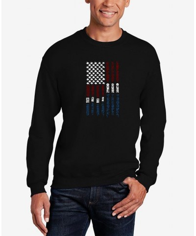 Men's Support Our Troops Word Art Crew Neck Sweatshirt Black $25.00 Sweatshirt