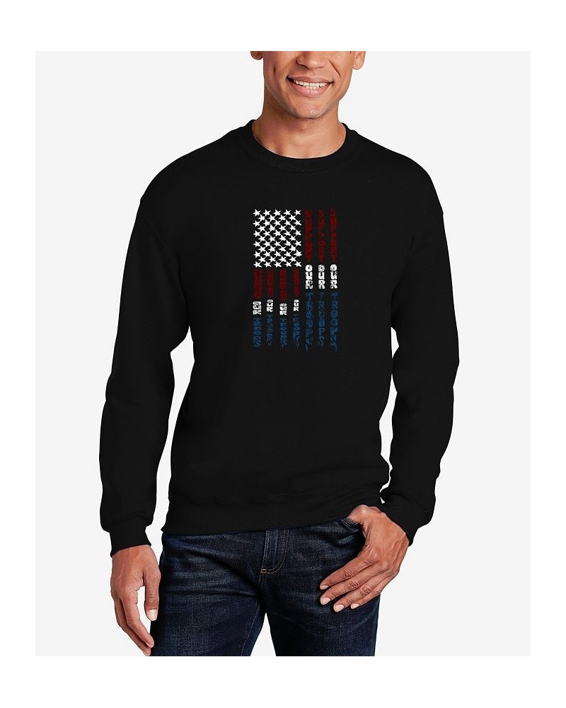 Men's Support Our Troops Word Art Crew Neck Sweatshirt Black $25.00 Sweatshirt