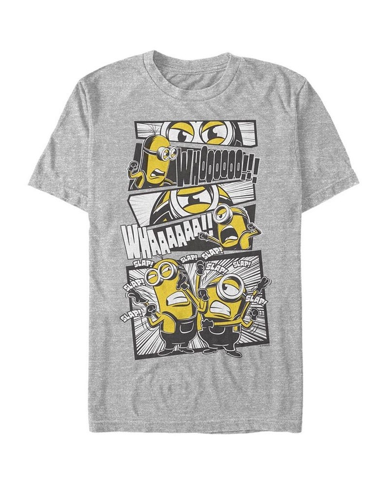 Men's Minions Comic Short Sleeve T-shirt Gray $18.19 T-Shirts