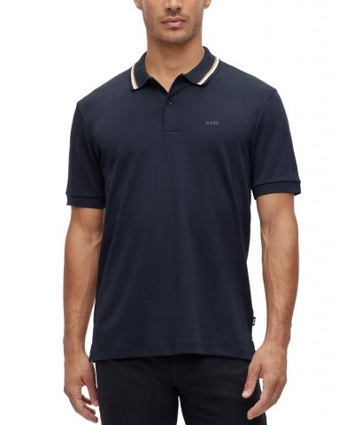 BOSS Men's Cotton Striped Collar Slim-Fit Polo Shirt Blue $43.52 Polo Shirts