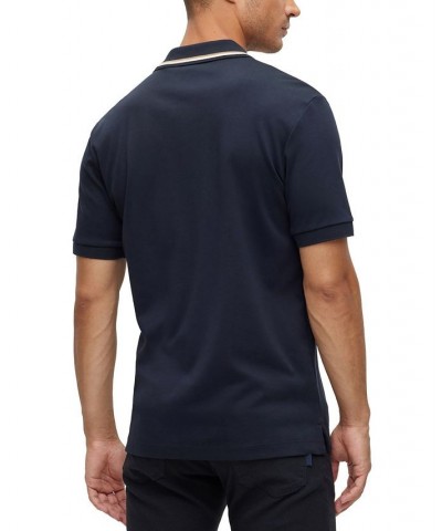 BOSS Men's Cotton Striped Collar Slim-Fit Polo Shirt Blue $43.52 Polo Shirts