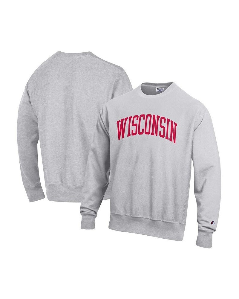 Men's Heathered Gray Wisconsin Badgers Arch Reverse Weave Pullover Sweatshirt $38.25 Sweatshirt