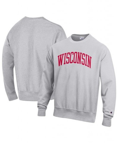 Men's Heathered Gray Wisconsin Badgers Arch Reverse Weave Pullover Sweatshirt $38.25 Sweatshirt