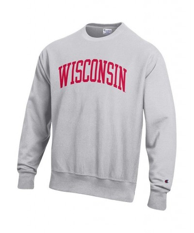 Men's Heathered Gray Wisconsin Badgers Arch Reverse Weave Pullover Sweatshirt $38.25 Sweatshirt