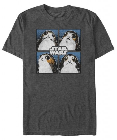 Star Wars Men's Four Square Porgs Short Sleeve T-Shirt Gray $19.24 T-Shirts