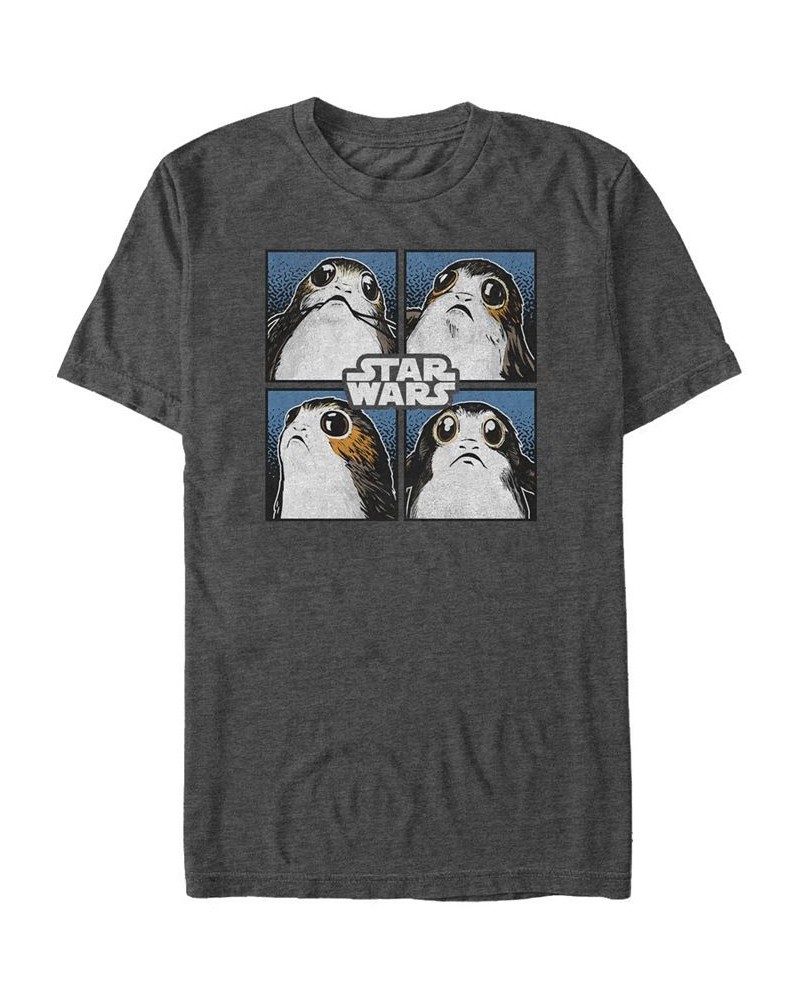 Star Wars Men's Four Square Porgs Short Sleeve T-Shirt Gray $19.24 T-Shirts