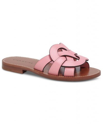 Issa "C" Emblem Slide Sandals Pink $64.35 Shoes