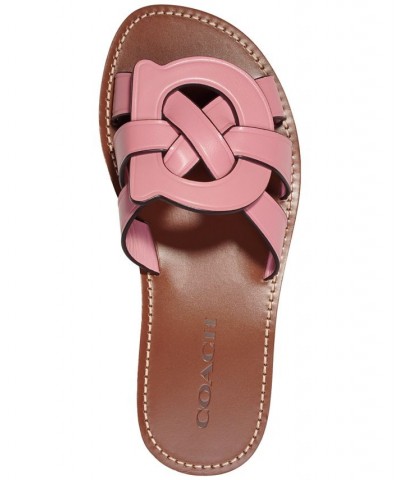 Issa "C" Emblem Slide Sandals Pink $64.35 Shoes