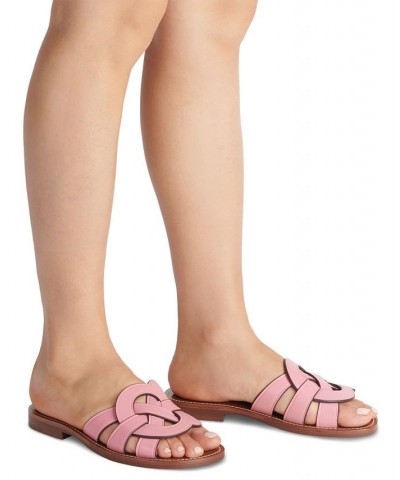 Issa "C" Emblem Slide Sandals Pink $64.35 Shoes