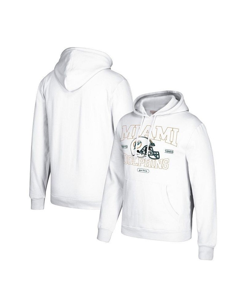 Men's White Miami Dolphins Classic Helmet Pullover Hoodie $34.40 Sweatshirt