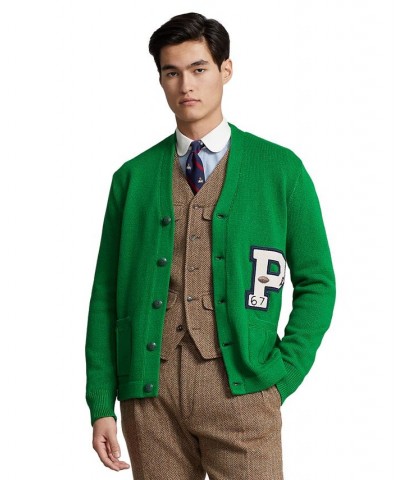 Men's Cotton Letterman Cardigan Green $138.60 Sweaters