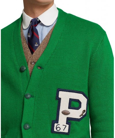 Men's Cotton Letterman Cardigan Green $138.60 Sweaters