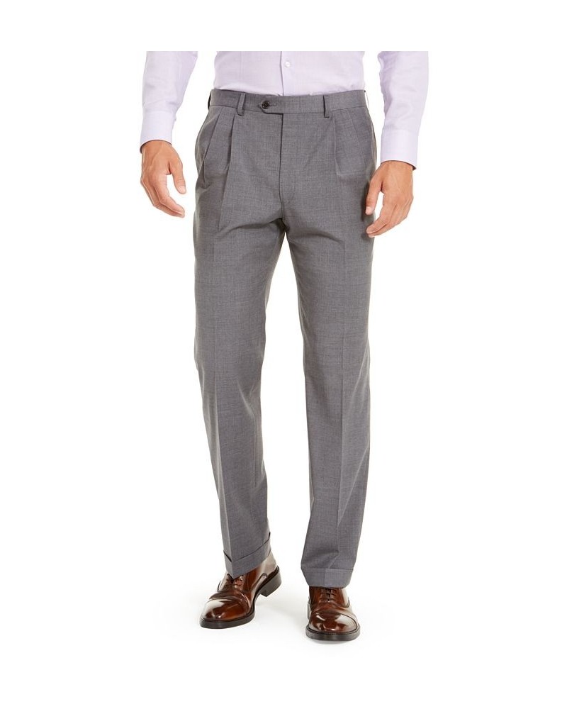 Men's Wool Blend Classic-Fit UltraFlex Stretch Double-Reverse Pleated Dress Pants PD01 $60.00 Pants