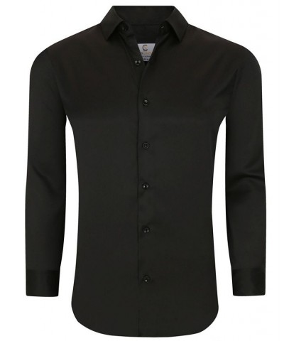 Men's Solid Slim Fit Wrinkle Free Stretch Long Sleeve Button Down Shirt Black $35.39 Dress Shirts