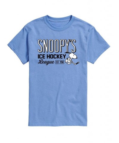 Men's Peanuts Ice Hockey T-shirt Blue $17.15 T-Shirts