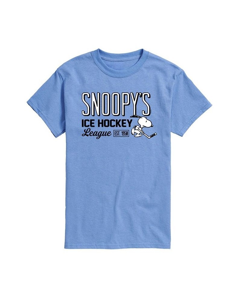 Men's Peanuts Ice Hockey T-shirt Blue $17.15 T-Shirts