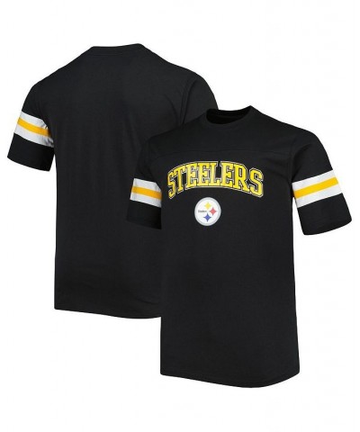 Men's Black Pittsburgh Steelers Big and Tall Arm Stripe T-shirt $24.20 T-Shirts