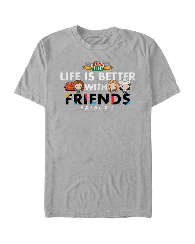 Men's Friends Life is Better Short Sleeve T-shirt Silver $19.24 T-Shirts