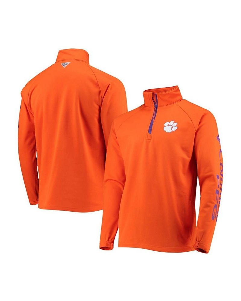 Men's Orange Clemson Tigers Terminal Tackle Fleece Raglan Omni-Shade Quarter-Zip Jacket $43.19 Jackets