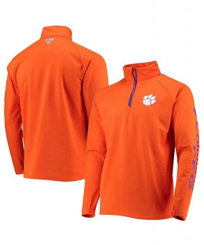 Men's Orange Clemson Tigers Terminal Tackle Fleece Raglan Omni-Shade Quarter-Zip Jacket $43.19 Jackets