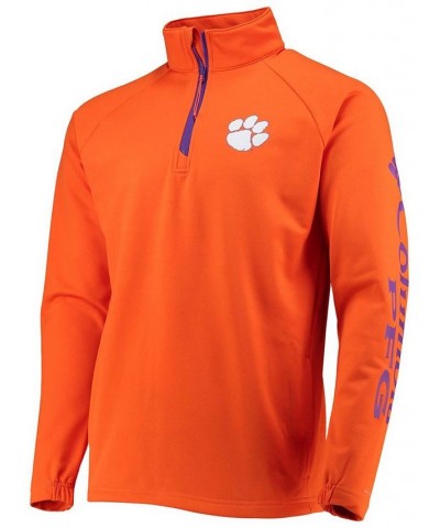 Men's Orange Clemson Tigers Terminal Tackle Fleece Raglan Omni-Shade Quarter-Zip Jacket $43.19 Jackets