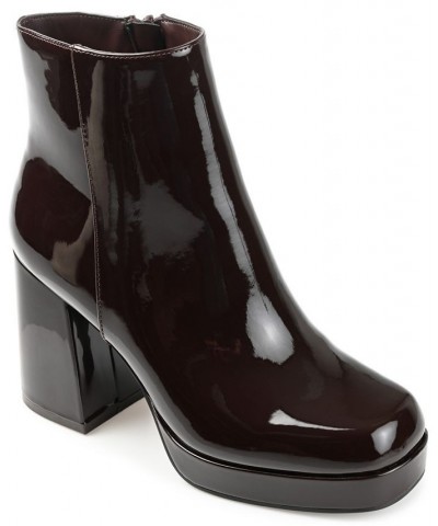 Women's Mollie Platform Booties Patent, Brown $41.60 Shoes