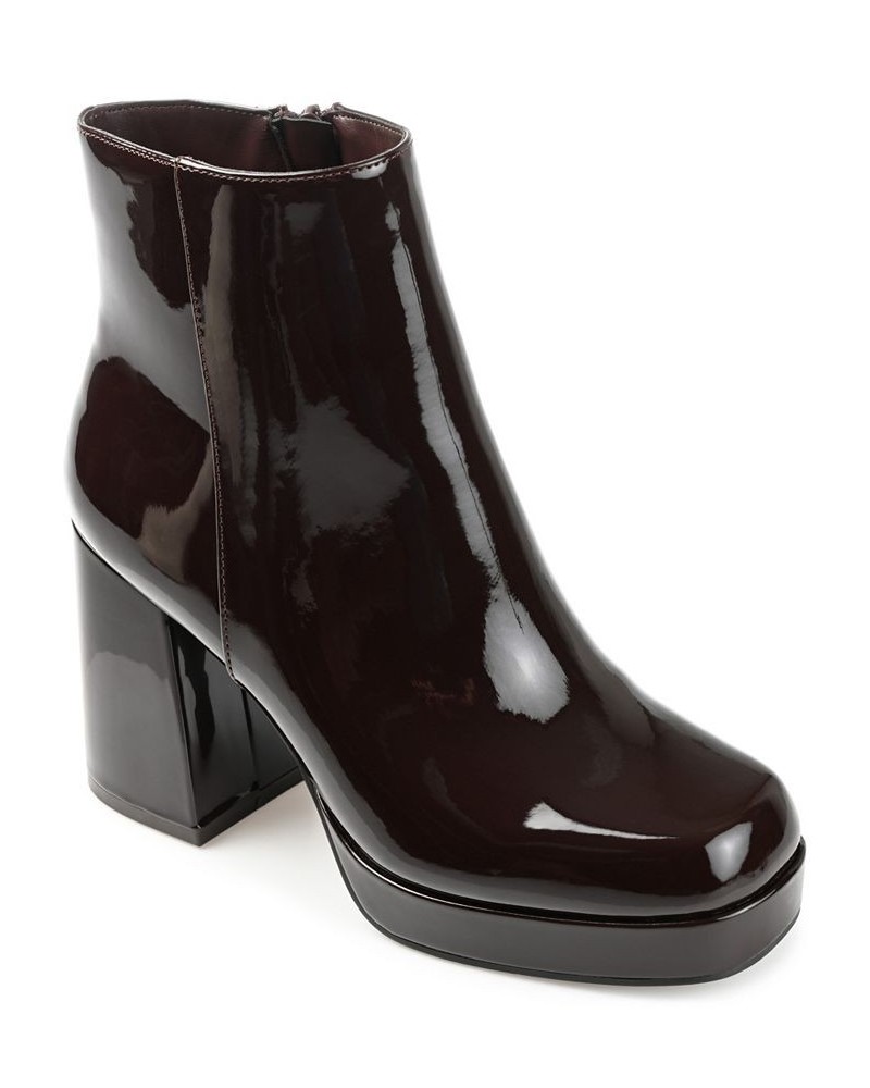 Women's Mollie Platform Booties Patent, Brown $41.60 Shoes