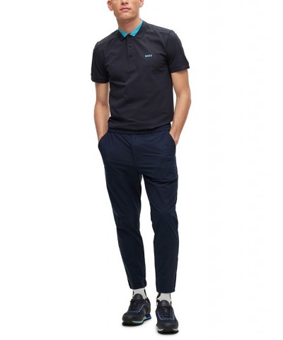 BOSS Men's Stretch Cotton Logo Inserts Slim Fit Polo Shirt Blue $43.52 Polo Shirts