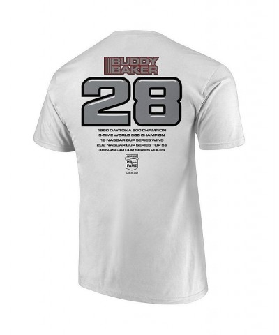 Men's White Buddy Baker NASCAR Hall of Fame Class of 2020 Inductee T-shirt $15.95 T-Shirts