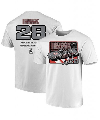 Men's White Buddy Baker NASCAR Hall of Fame Class of 2020 Inductee T-shirt $15.95 T-Shirts