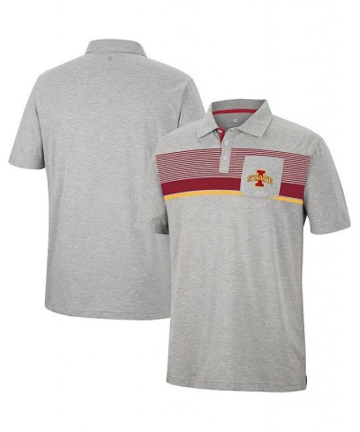 Men's Heathered Gray Iowa State Cyclones Golfer Pocket Polo Shirt $31.89 Polo Shirts