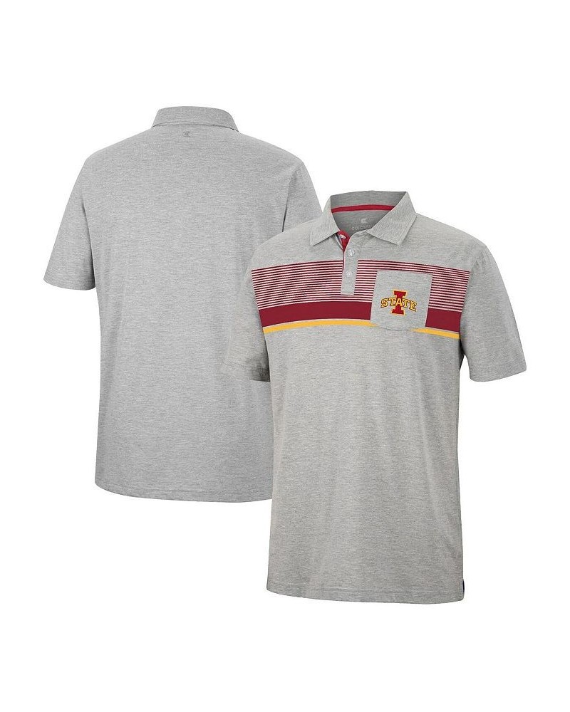 Men's Heathered Gray Iowa State Cyclones Golfer Pocket Polo Shirt $31.89 Polo Shirts