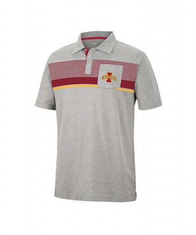 Men's Heathered Gray Iowa State Cyclones Golfer Pocket Polo Shirt $31.89 Polo Shirts