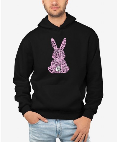 Men's Easter Bunny Word Art Long Sleeve Hooded Sweatshirt Black $30.00 Sweatshirt