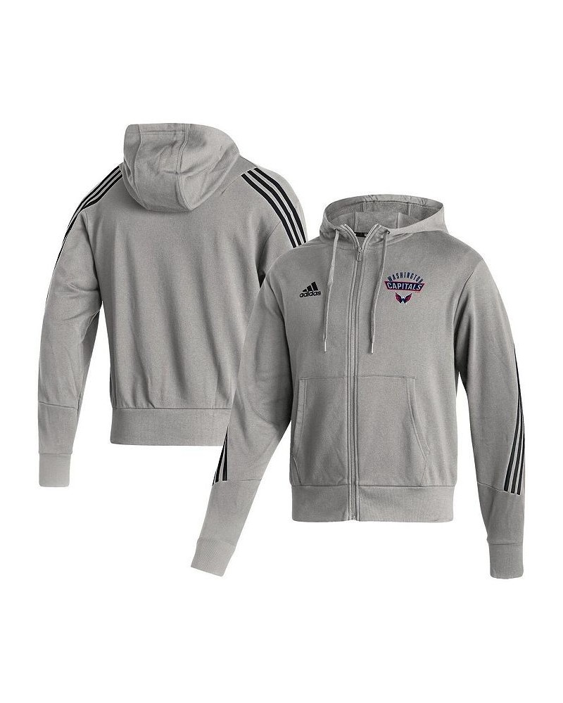 Men's Heathered Gray Washington Capitals Fashion Full-Zip Hoodie $29.25 Sweatshirt