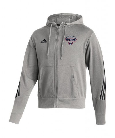 Men's Heathered Gray Washington Capitals Fashion Full-Zip Hoodie $29.25 Sweatshirt