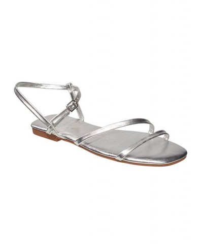 Women's Royal Ankle Strap Dress Sandals Silver $35.36 Shoes